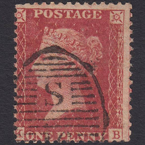 GB QV 1857 1d Rose-red (Plate 58) SG40-C10(1) KB GU London D&S S16 Misperf