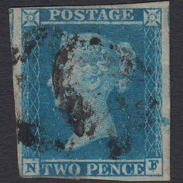 GB QV 1841 2d Blue (Plate 3) SG14-E1(2) NF GU 4 Margins