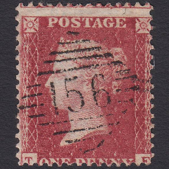 GB QV 1857 1d Rose-red (Plate 58) SG40-C10(1) TE FU Cork 156 Misperf