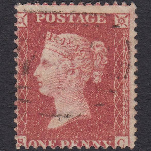 GB QV 1857 1d Rose-red (Plate 27) SG40-C10(1) SC VFU Light Cancel Misperf