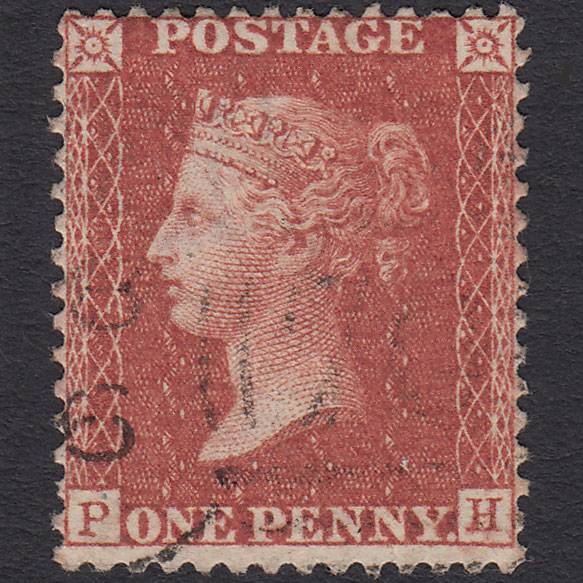 GB QV 1856 1d Red-brown (Plate 43) SG29-C8(1) PH FU Light Spoon Cancel