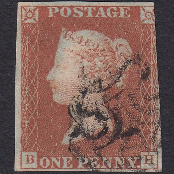 GB QV 1841 1d Red-brown (Plate 19) SG8-B1(1) BH GU 3 Margins Maltese Cross