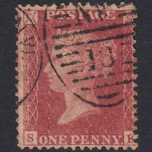 GB QV 1857 1d (Plate 57) SG40-C10(1) SK GU London D&S Cancel Misperf