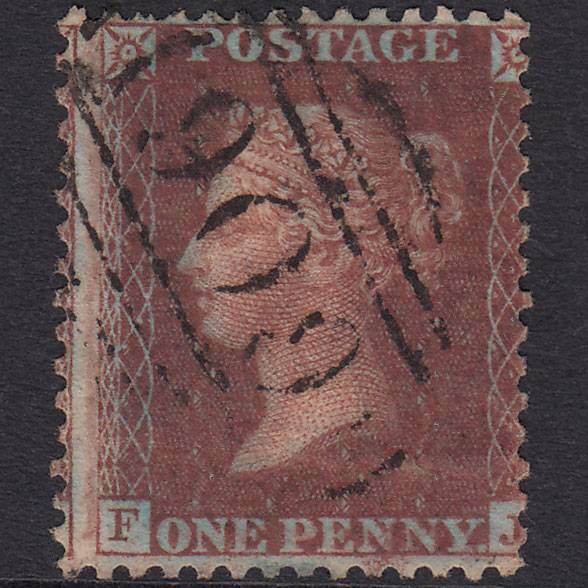 GB QV 1856 1d Plum Plate 27 SG31-C8(3) FJ FU Penrith 606 Misperf