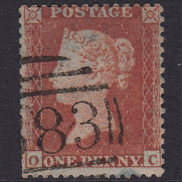 GB QV 1855 1d Red-Brown Plate R2 SG22-C2(1) OC GU Hull 383 Spoon