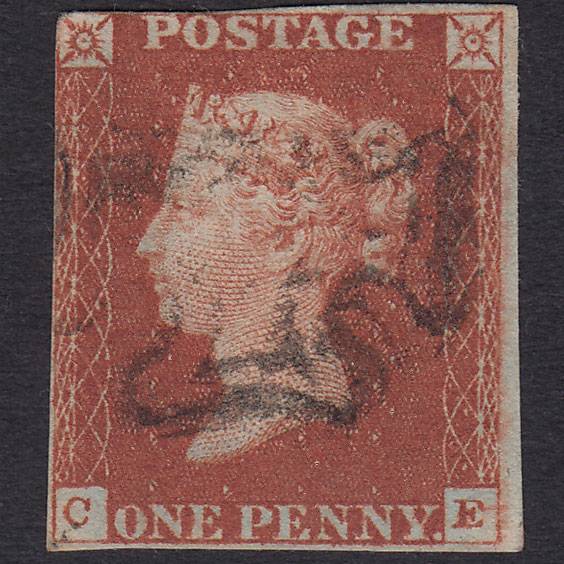 GB QV 1841 1d Red-Brown Plate 34 SG8-B1(1) CE GU Maltese Cross