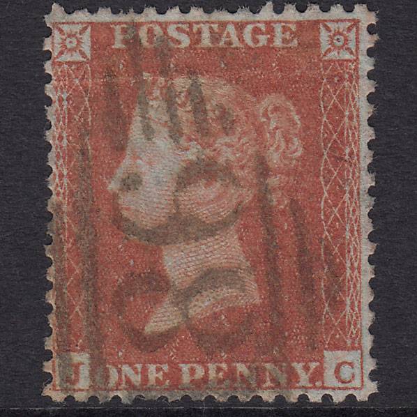 GB QV 1855 1d Red-Brown Plate 204 SG22-C2(1) JC GU Dublin 186