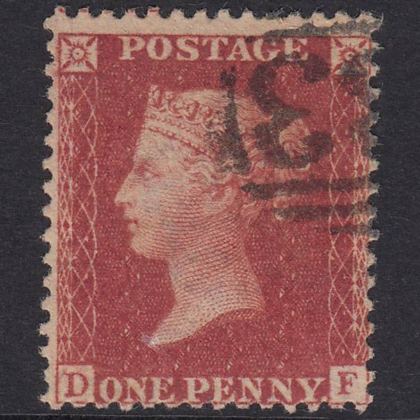 GB QV 1857 1d Rose-Red Plate 59 SG40-C10(1) DF VFU Light Cancel