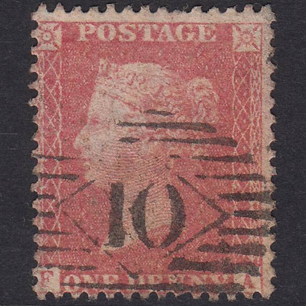 GB QV 1857 1d Pale Rose Plate 43 SG39-C10(3) FA GU London Is 10