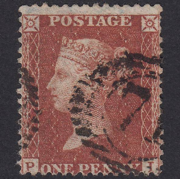 GB QV 1856 1d Red-Brown Plate 27 SG29-C8(1) PI FU London D&S 71