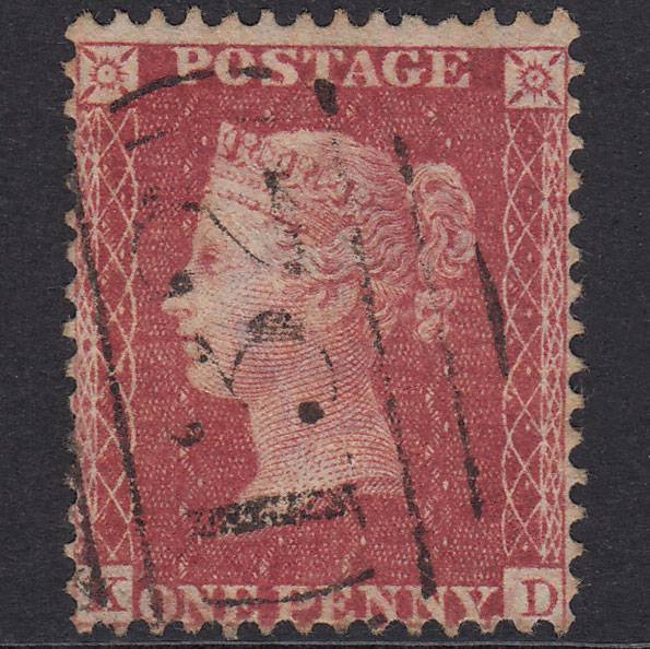 GB QV 1857 1d Rose-Red Plate 59 SG40-C10(1) KD GU Brighton 132