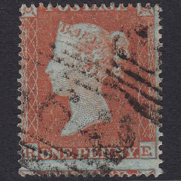 GB QV 1854 1d Red-Brown Plate 155 SG17-C1(1) RE FU Large Misperf