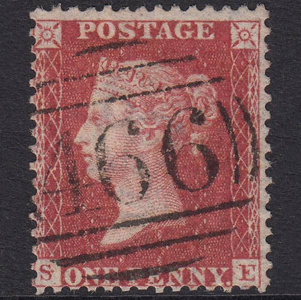 GB QV 1857 1d Rose-Red Plate 58 SG40-C10(1) SE FU Liverpool 466