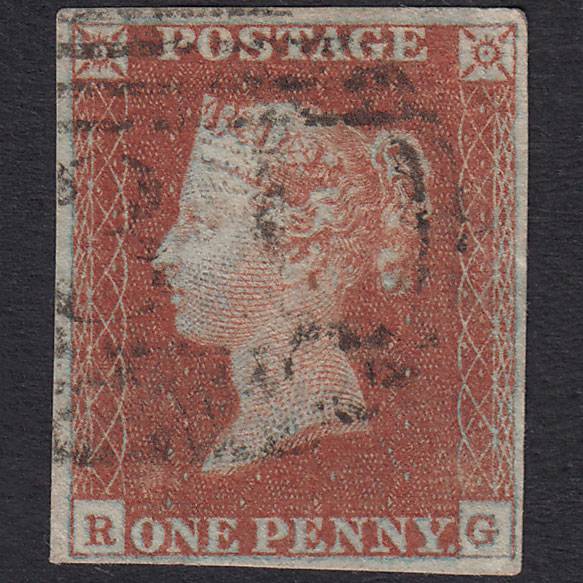 GB QV 1841 1d Plate 44 SG8-B1(1) Framed Reverse RG FU 4 Good Margins