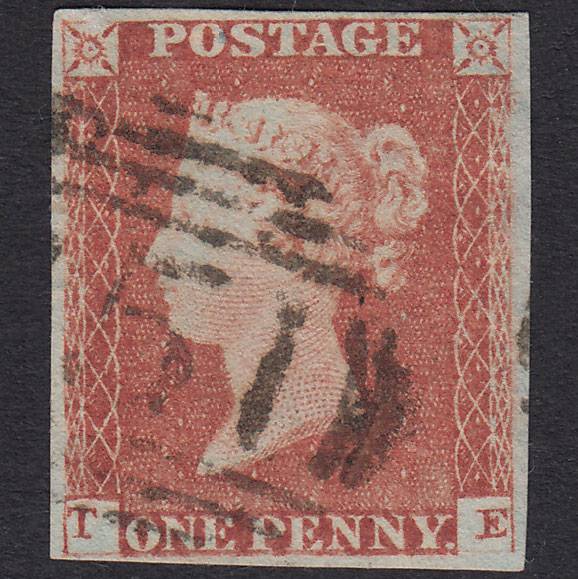 GB QV 1841 1d Red-Brown Plate 78 SG8-B1(1) TE FU 4 Margins