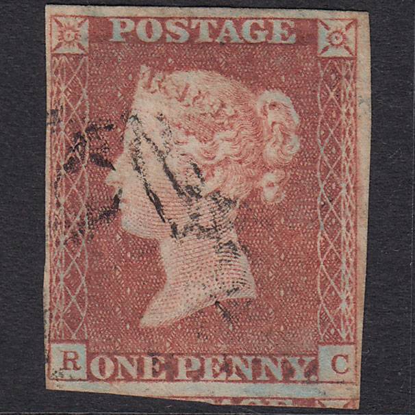 GB QV 1841 1d Red-Brown Plate 76 SG8-B1(1) RC GU 4 Margins Light Cancel