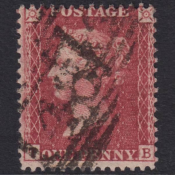 GB QV 1857 1d Deep Rose-Red Plate 36 SG41-C10(2) TB FU Builth 146
