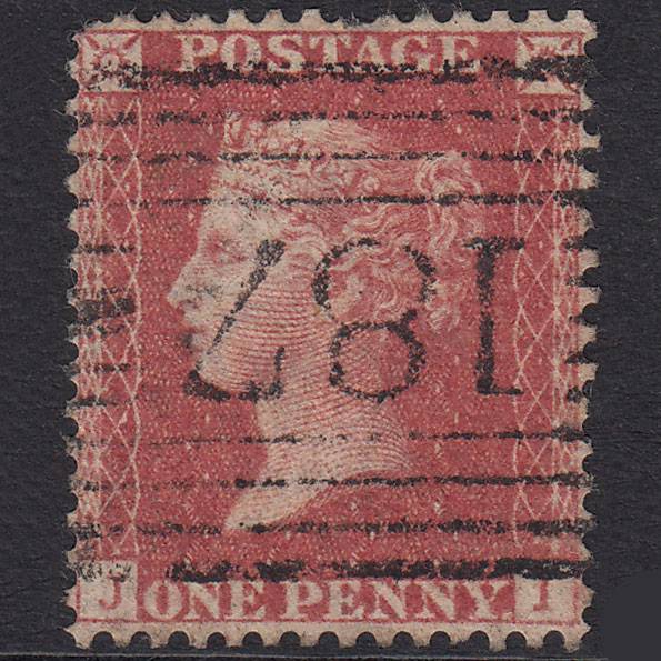 GB QV 1857 1d Rose-Red Plate 47 SG40-C10(1) JI GU Jedburgh 187