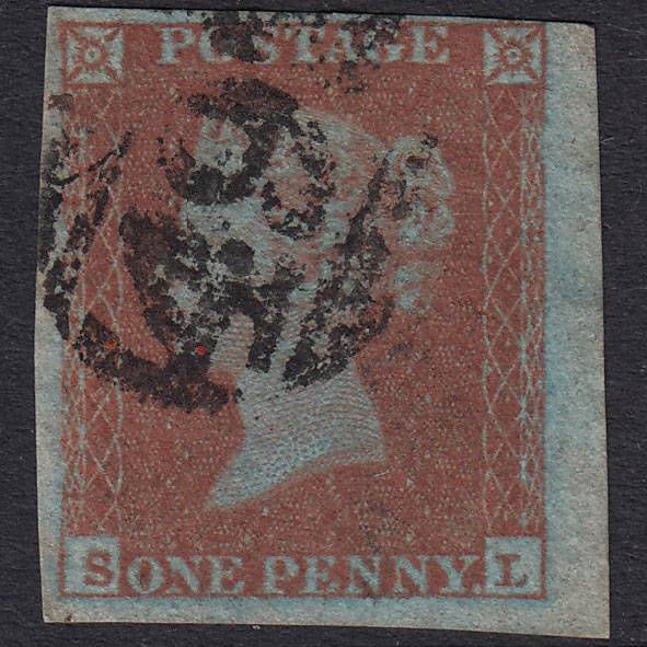 GB QV 1841 1d Very Blued Plate 131 SG8A-B1(2) SL GU 4 Margins Marginal