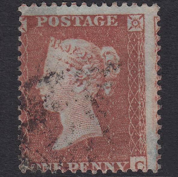 GB QV 1855 1d Plate 194 SG22-C2(1) JC FU Light Cancel Large Misperf
