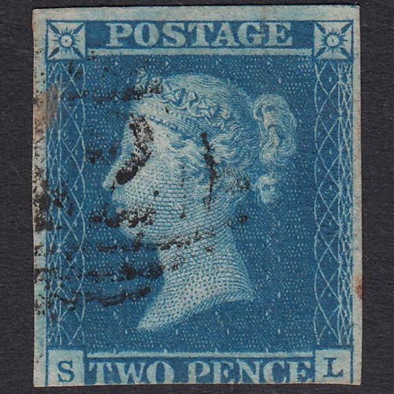 GB QV 1841 2d Blue Plate 3 SG14-E1(2) SL GU 3 Margins
