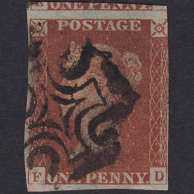 GB QV 1841 1d Red-Brown Plate 14 SG8-B1(1) FD FU Nr 4M MX Double Letter