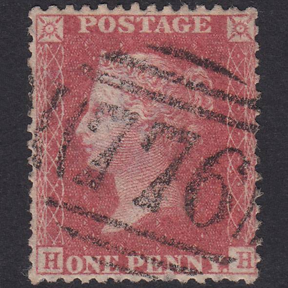GB QV 1857 1d Pale Rose Plate 48 SG39-C10(3) HH GU Taunton 776