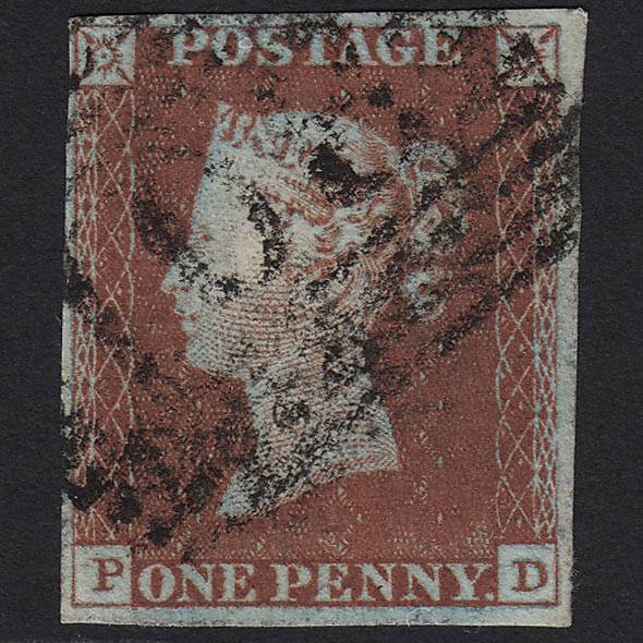 GB QV 1841 1d Red-brown (Plate 56) SG8-B1(1) PD FU in Scotland 4M Imperf