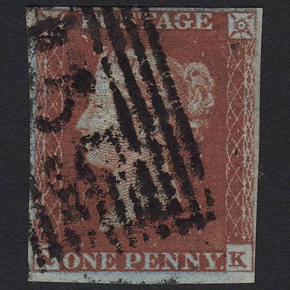 GB QV 1841 1d Deep Red-brown (Plate 53) SG10-B1(4) QK GU Glasgow 159 4M