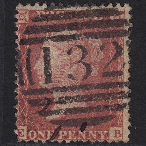 GB QV 1857 1d Rose-red (Plate 55) SG40-C10(1) EB GU Brighton 132