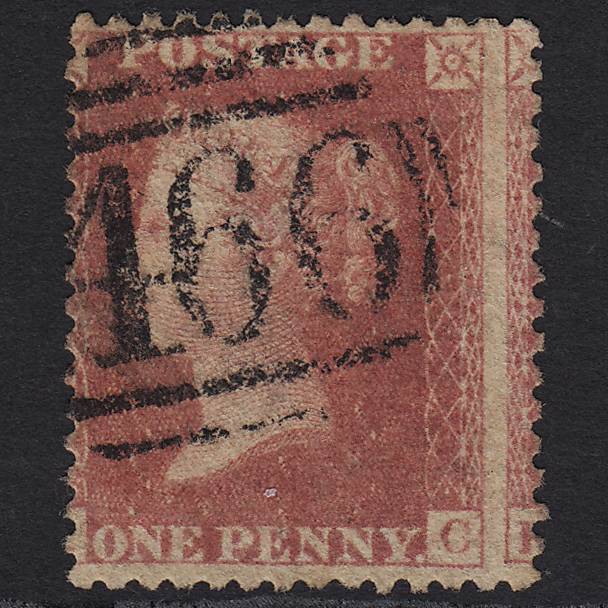 GB QV 1857 1d Rose-red SG40-C10(1) GU Liverpool 466 Large Misperf