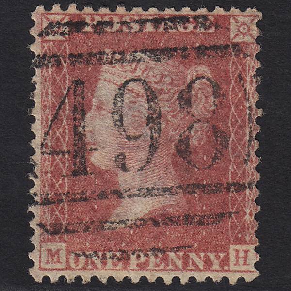 GB QV 1857 1d Rose-red (Plate 42) SG40-C10(1) MH GU Manchester 498