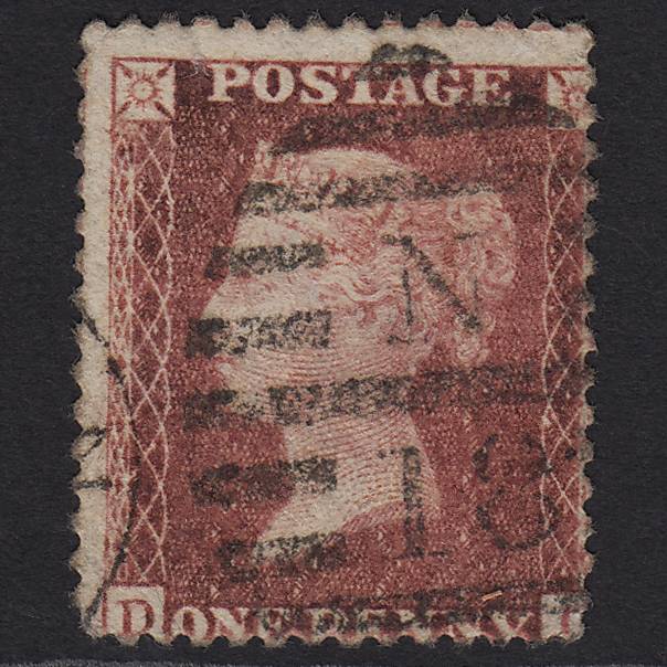 GB QV 1857 1d Deep Rose-red SG41-C10(4) DC GU London D&S N18