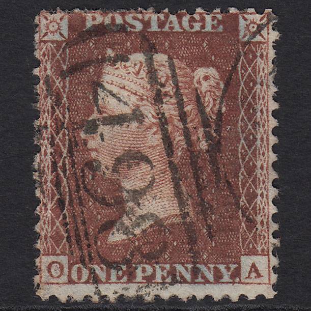 GB QV 1855 1d Plum (Plate 17) SGC6(3) OA FU Manchester 498 Unlisted Reentry