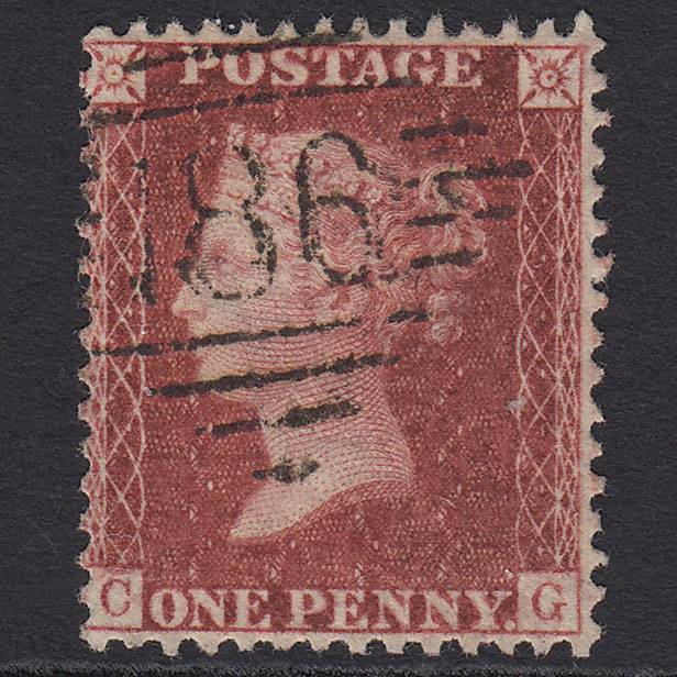 GB QV 1857 1d Deep Rose-red (Plate 52) SG41-C10(4) CG VFU Dublin 186
