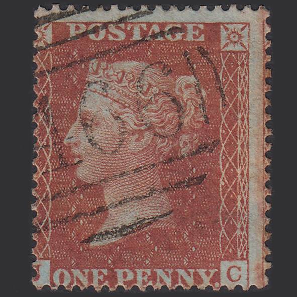 GB QV 1855 1d Red-brown (Plate 6) SG21-C4(1) JC GU Liverpool 466 Misperf