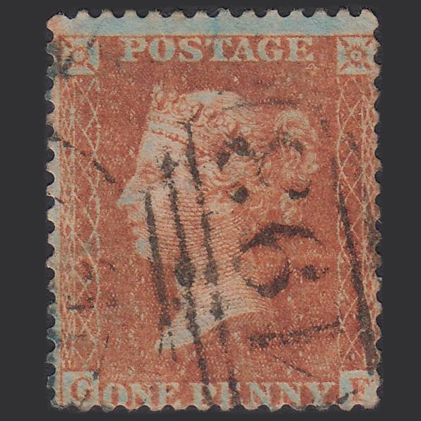GB QV 1857 1d Orange-brown (Plate 48) SG33-C8(5) GF FU Manchester 498