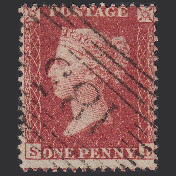 GB QV 1857 1d Rose-red (Plate 27) SG40-C10(1) SD VFU Invergordon 185