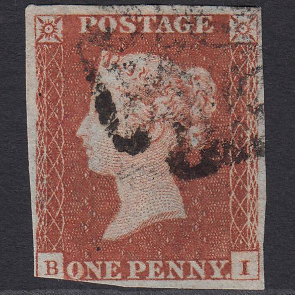 GB QV 1841 1d Red-brown (Plate 19) SG8-B1(1) BI FU 3 Margins Maltese Cross