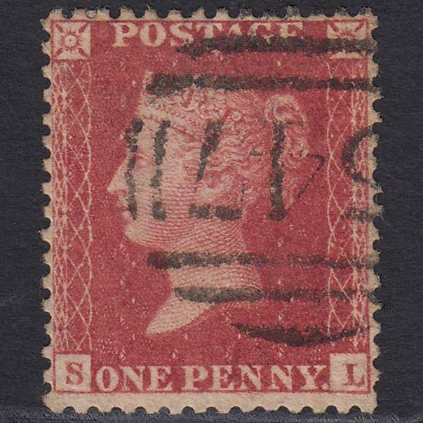 GB QV 1857 1d Rose-red (Plate 48) SG40-C10(1) SL FU Stoke-on-trent 547
