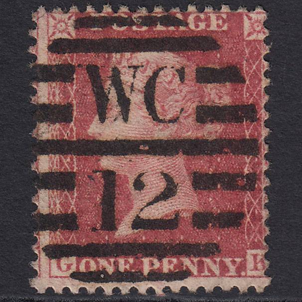 GB QV 1863 1d Rose-red (Plate 50) SG42-C12(1) GK FU London D&S WC12 Misperf