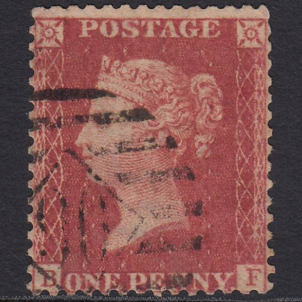 GB QV 1857 1d (Plate 62) SG40-C10(1) Constant Variety BF GU London IS 90