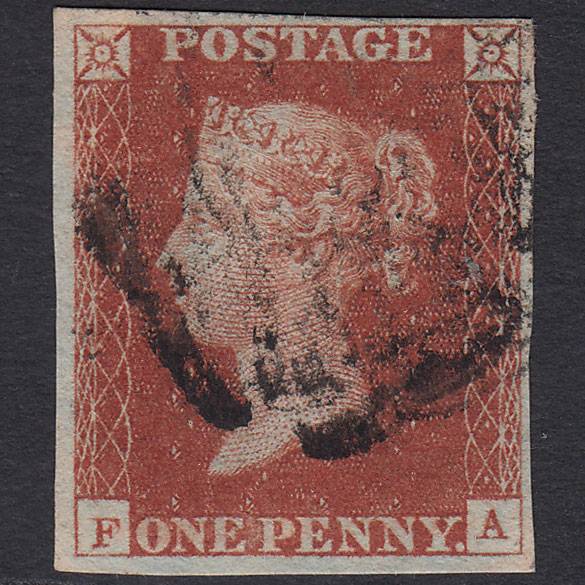 GB QV 1841 1d Red-brown (Plate 20) SG8-B1(1) FA FU 4 Margins Maltese Cross