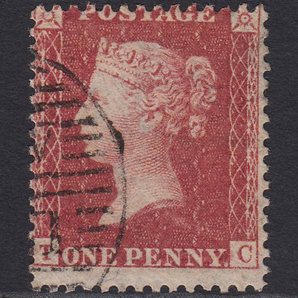 GB QV 1857 1d Rose-red (Plate 59) SG40-C10(1) TC FU London D&S Cancel Misperf