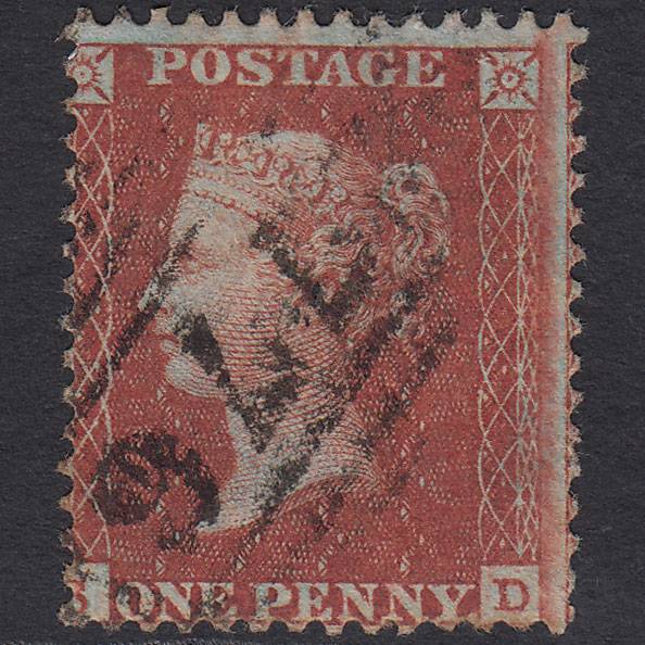 GB QV 1855 1d Red-brown (Plate 7) SG24-C3(1) SD FU Taunton 776 Misperf
