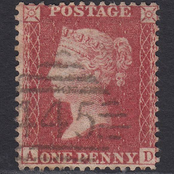 GB QV 1857 1d Rose-red (Plate 44) SG40-C10(1) AD GU Waterford 445