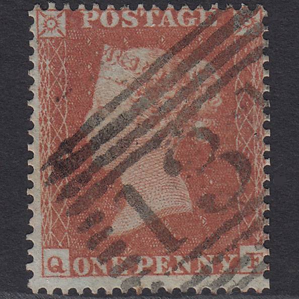 GB QV 1854 1d Red-brown (Plate 177) SG17-C1(1) QF FU Edinburgh 131