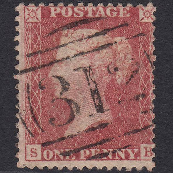 GB QV 1857 1d Rose-red (Plate 34) SG40-C10(1) SB FU Gloucester 312