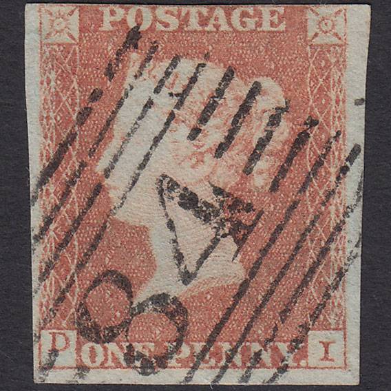 GB QV 1841 1d Red-brown (Plate 99) SG8-B1(1) DI FU nr 4 Margins Crieff 84