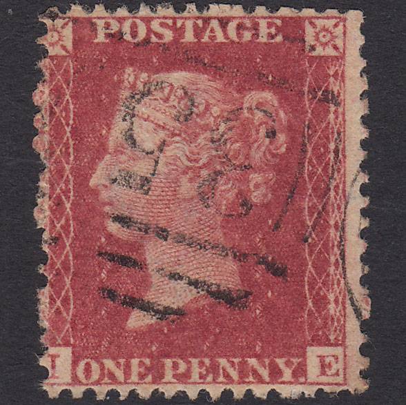 GB QV 1857 1d Rose-red (Plate 62) SG40-C10(1) IE FU Poor Perforation